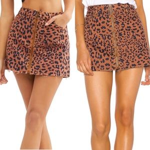 Free People Zip It Up Animal Printed Mini Skirt Size 26